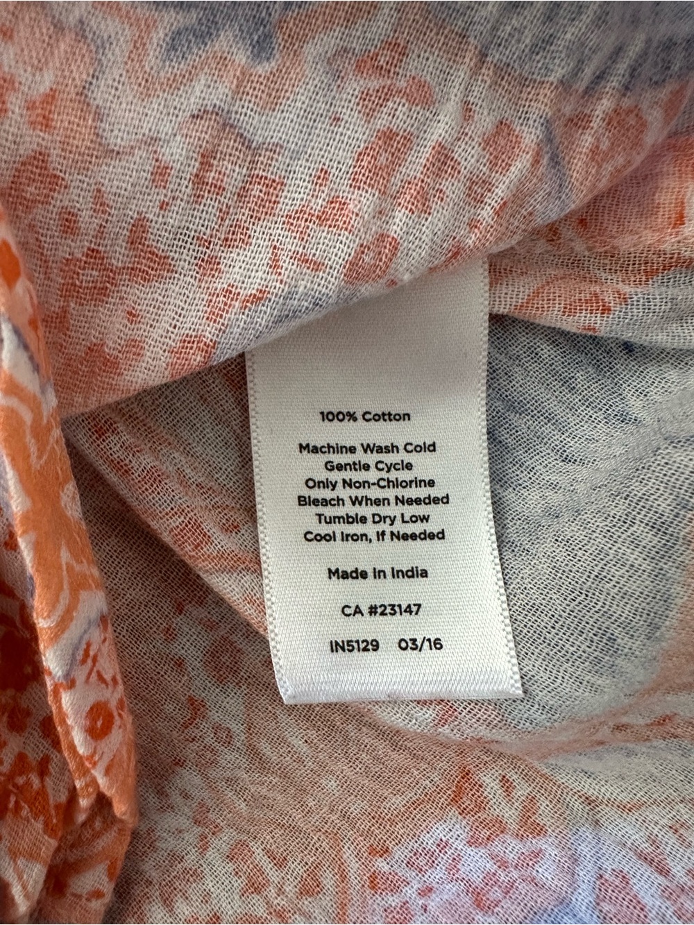 Talbots 100% Cotton Sleeveless Tie-Hem Floral Button-Down Top - Orange & Blue - Picture 5 of 5